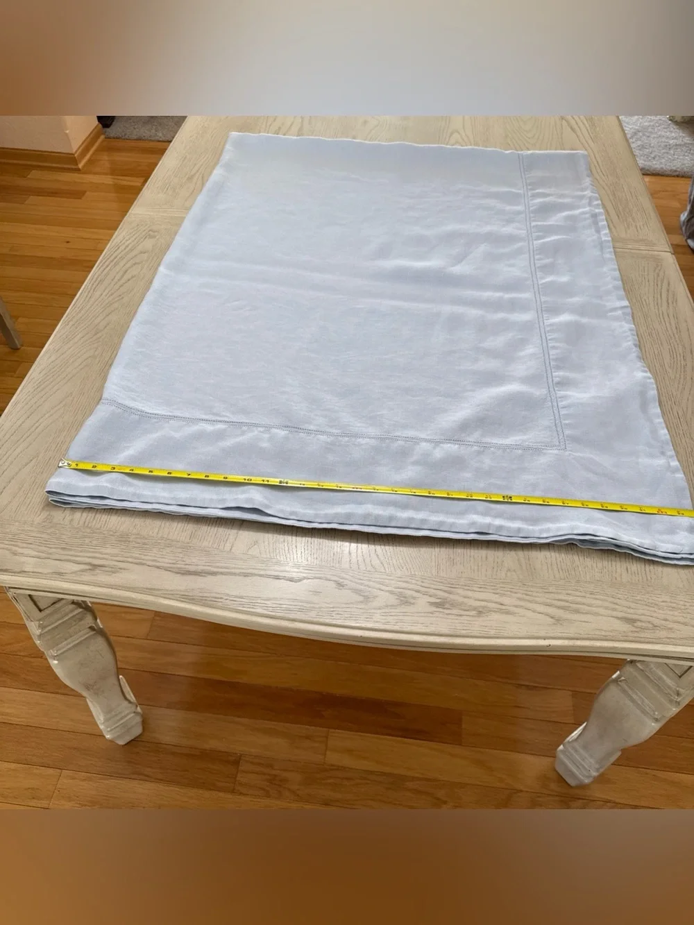 Williams Sonoma Linen Double Hemstitch Tablecloth Baby Blue ~68
